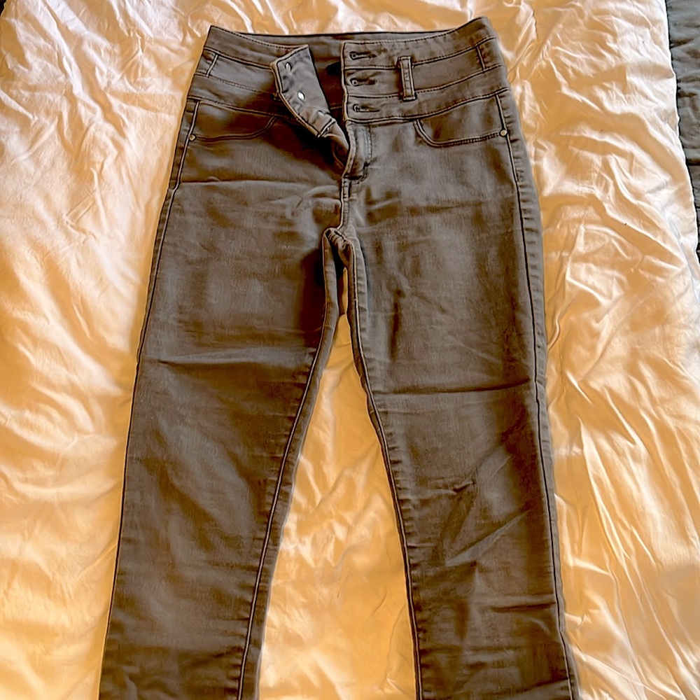 Refuge solid grey high waisted jeans